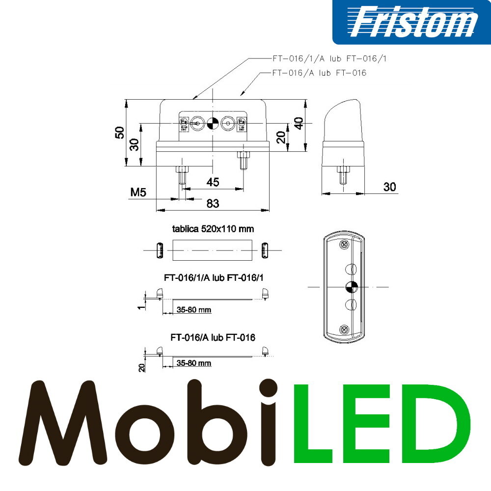 Fristom Kentekenverlichting Zwart E-keur 12-24 volt Fristom Kentekenverlichting Zwart E-keur 12-24 volt