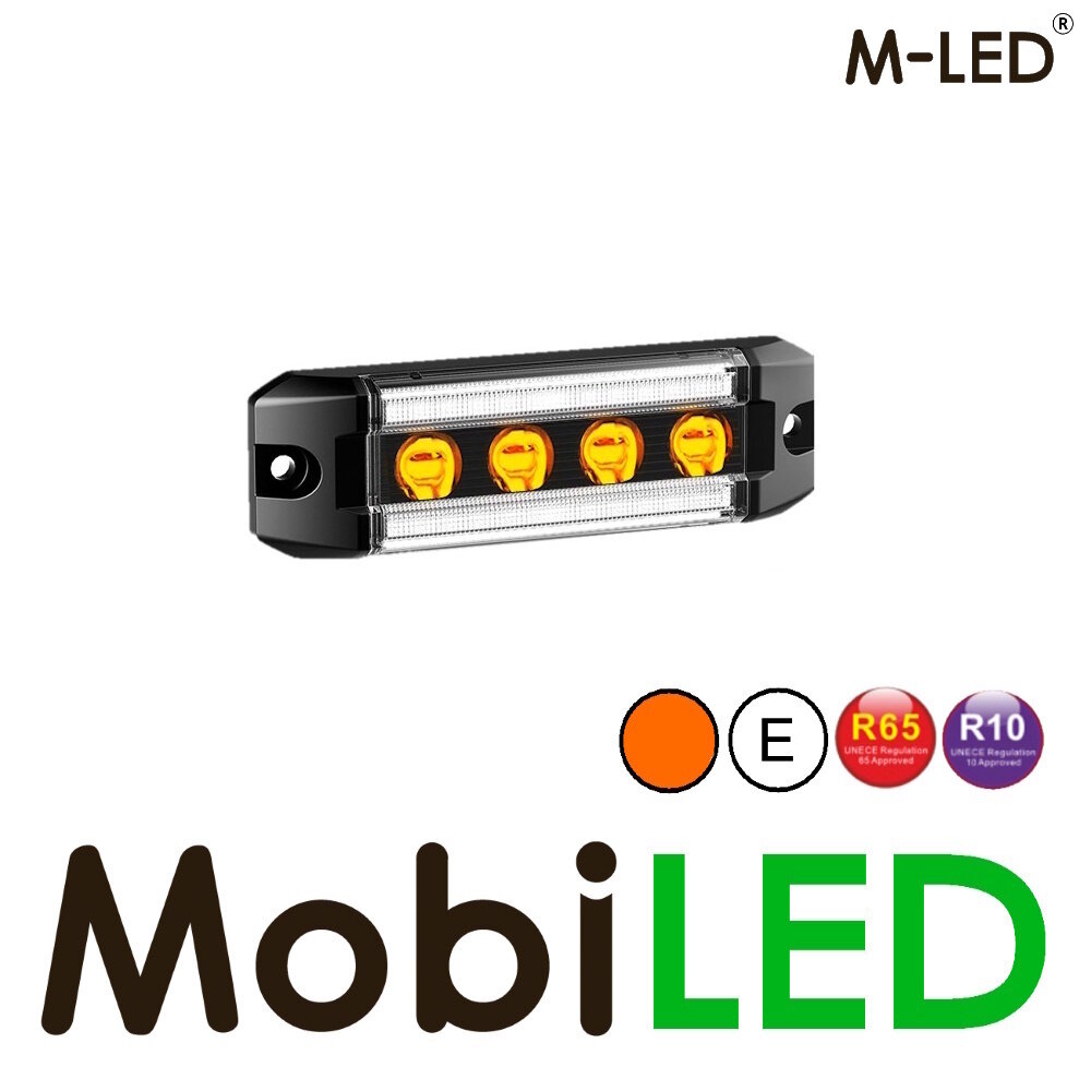 M-LED M-LED Flitser amber met positielicht wit E-keur M-LED M-LED Flitser amber met positielicht wit E-keur
