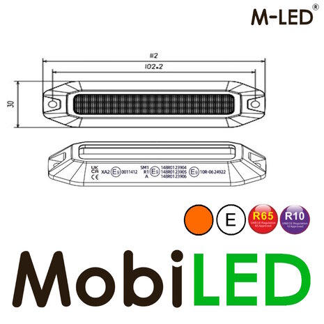 M-LED M-LED Dynamic strobe with amber position light E-mark M-LED M-LED Dynamic strobe with amber position light E-mark