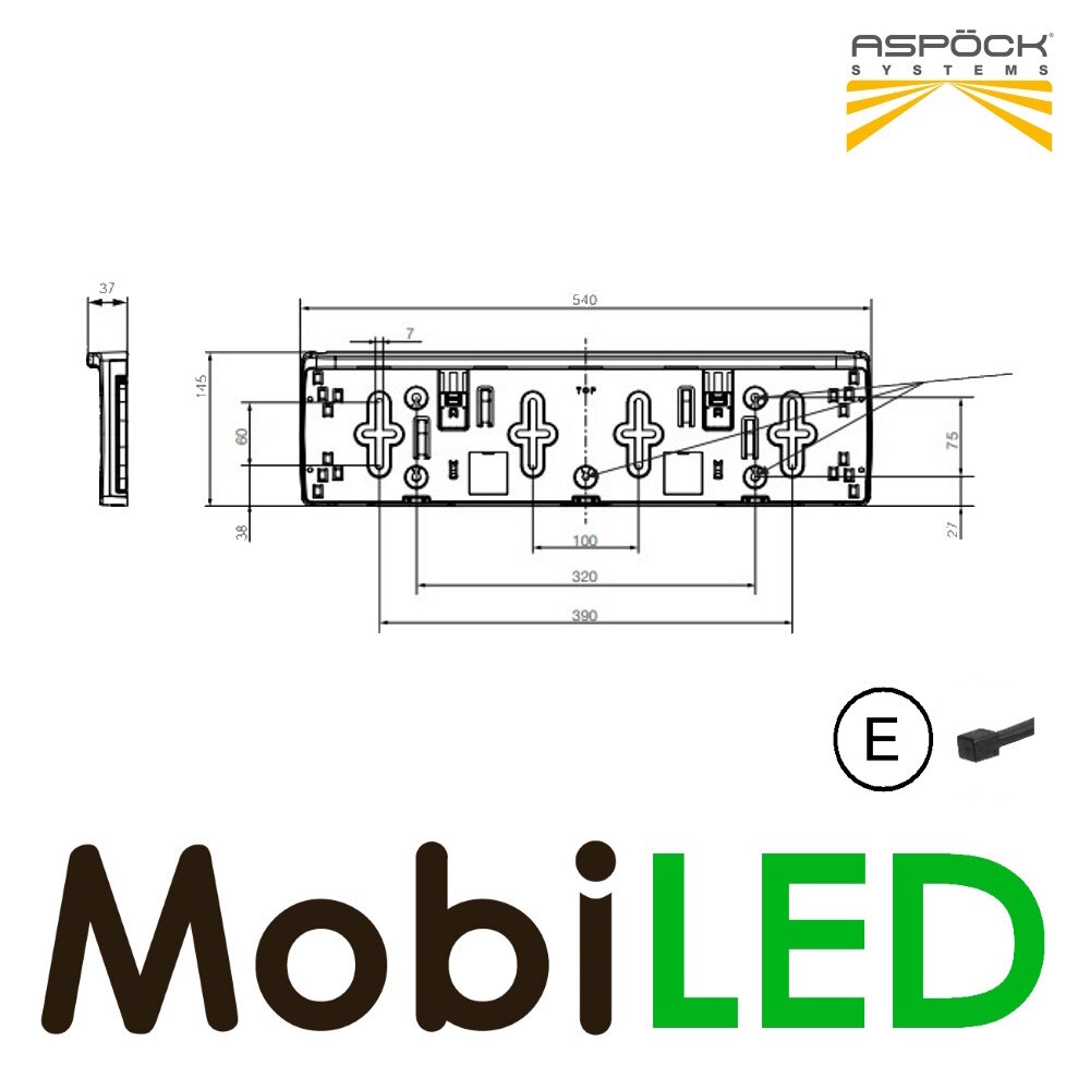 Aspöck Plaque d'immatriculation avec éclairage 12 volts 1 fonction