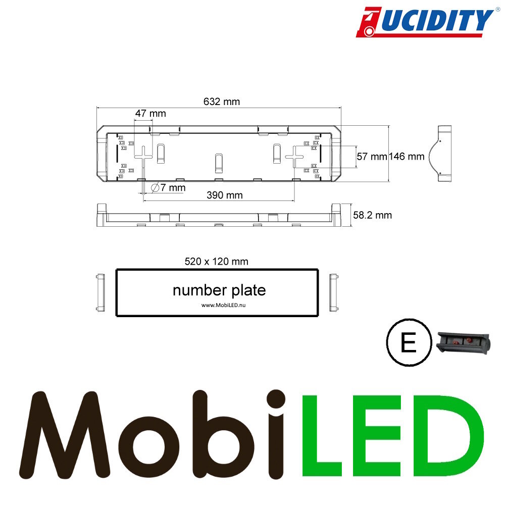 Lucidity Lucidity License plate holder with number plate lighting 12V PRS connector Lucidity Lucidity License plate holder with number plate lighting 12V PRS connector