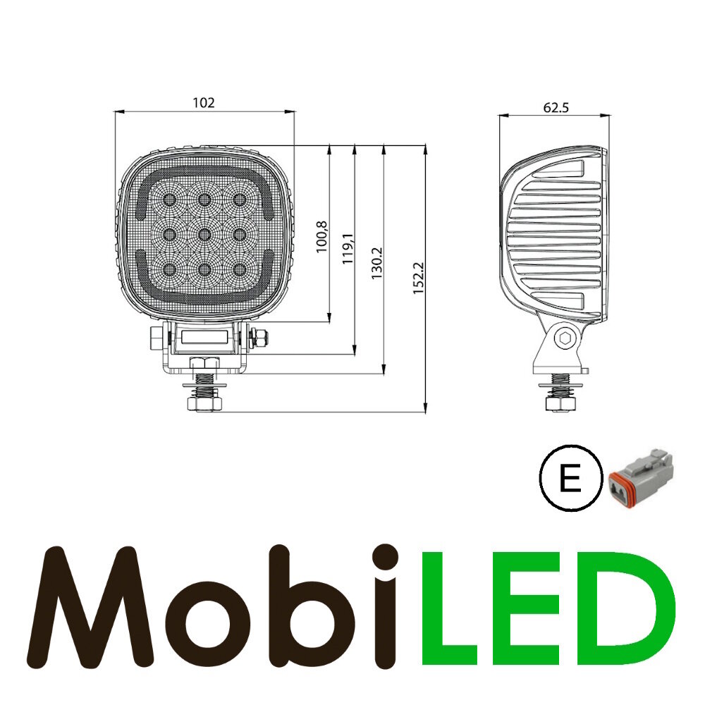 Werklamp met 3 kleuren positielicht E-keur Werklamp met 3 kleuren positielicht E-keur