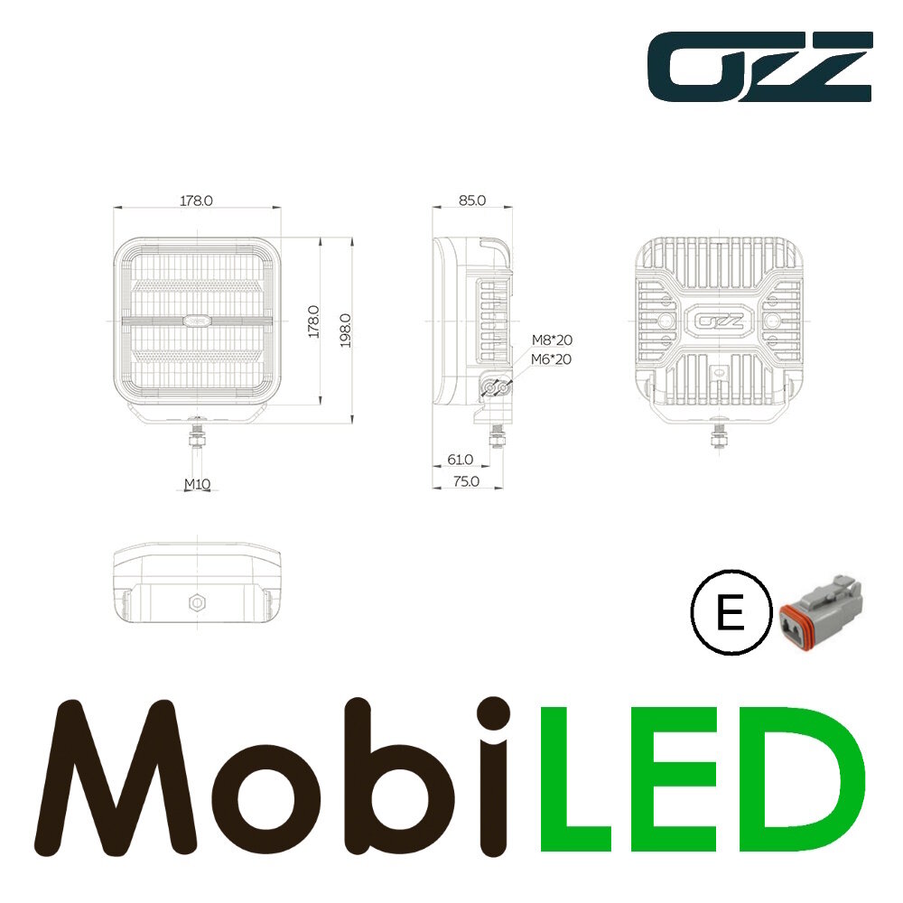 OZZ OZZ SQR 7" Carré démarrage dynamique bicolore, fonction boost Noir