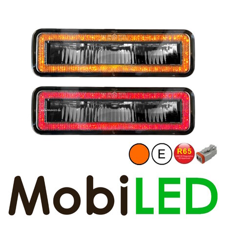 Work lamp with amber or red position light and flash E-mark Work lamp with amber or red position light and flash E-mark