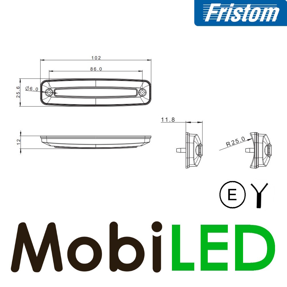 Fristom Marker light 12-36V Red Dark look E-mark Fristom Marker light 12-36V Red Dark look E-mark