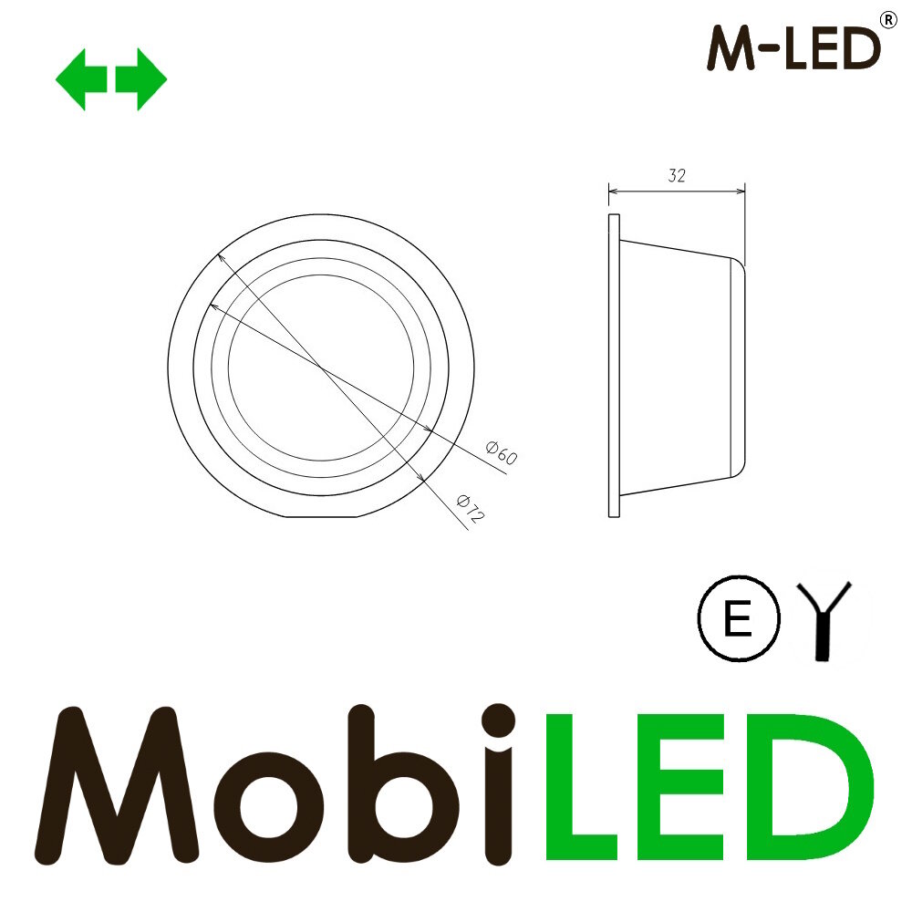 M-LED M-LED Danish-style lamp, Dark Look, with turn signal (White/Yellow/Red), E-mark