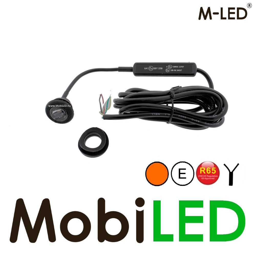 M-LED M-LED Amber markeerverlichting met amber flitser dark  look E-keur
