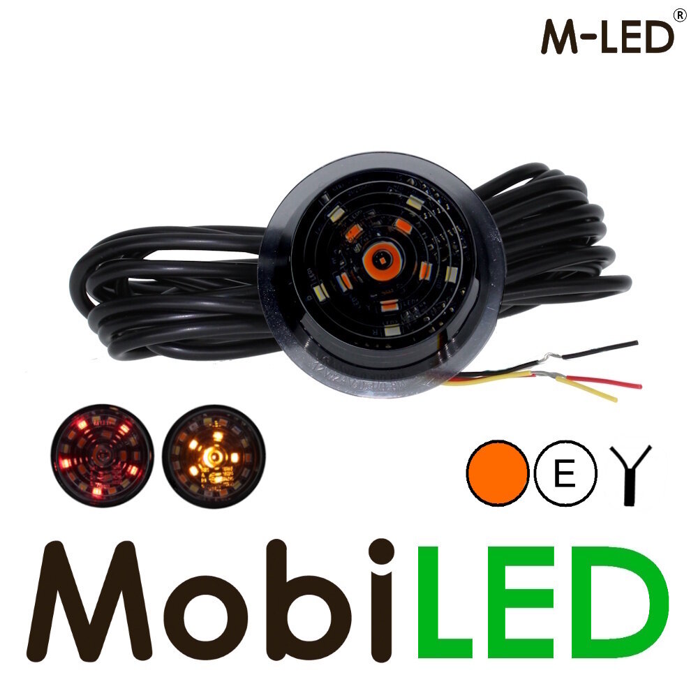 M-LED M-LED Deense lamp Dark Look met amber flitser Rood E-keur