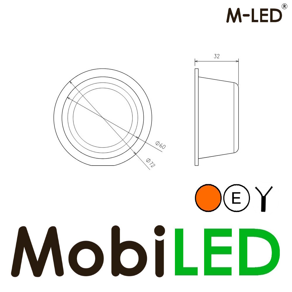 M-LED M-LED Deense lamp Dark Look met amber flitser Rood E-keur
