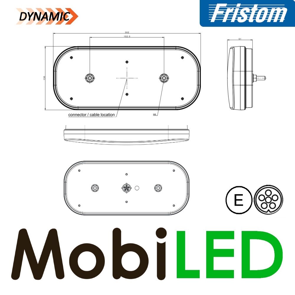 Fristom Set rear lights 5 functions rectangle reflector bayonet E-mark Fristom Set rear lights 5 functions rectangle reflector bayonet E-mark