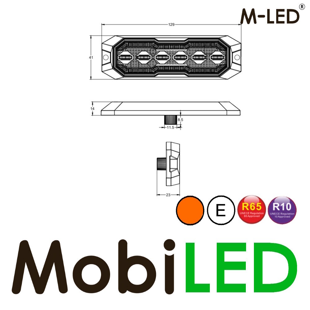 M-LED M-LED Flasher amber with Halo ring amber/red smoke E-mark
