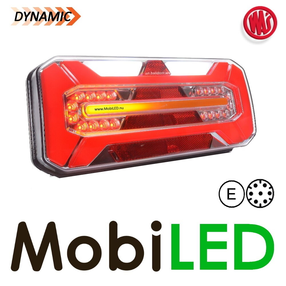 WAS Set NEON look dynamisch aanhanger achterlichten E-keur 5 functies 12/24 volt 7-pins WAS Set NEON look dynamisch aanhanger achterlichten E-keur 5 functies 12/24 volt 7-pins