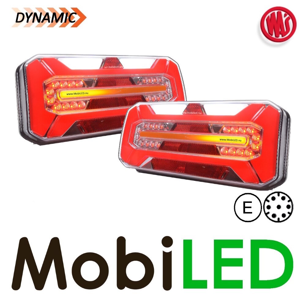 WAS Set NEON look dynamic trailer rear lights E-mark 5 functions 12-24 volts 7-pins WAS Set NEON look dynamic trailer rear lights E-mark 5 functions 12-24 volts 7-pins