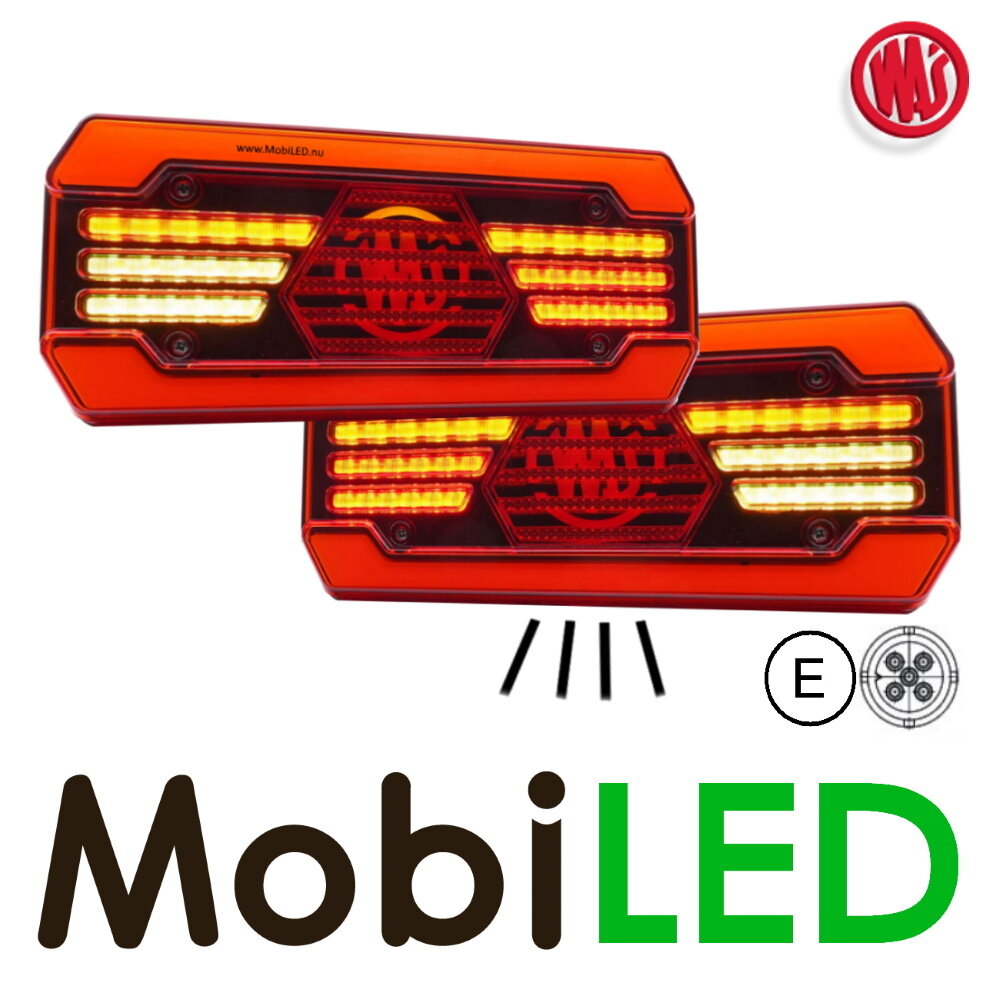 WAS Set achterlichten 6 functies 12-24V E-keur