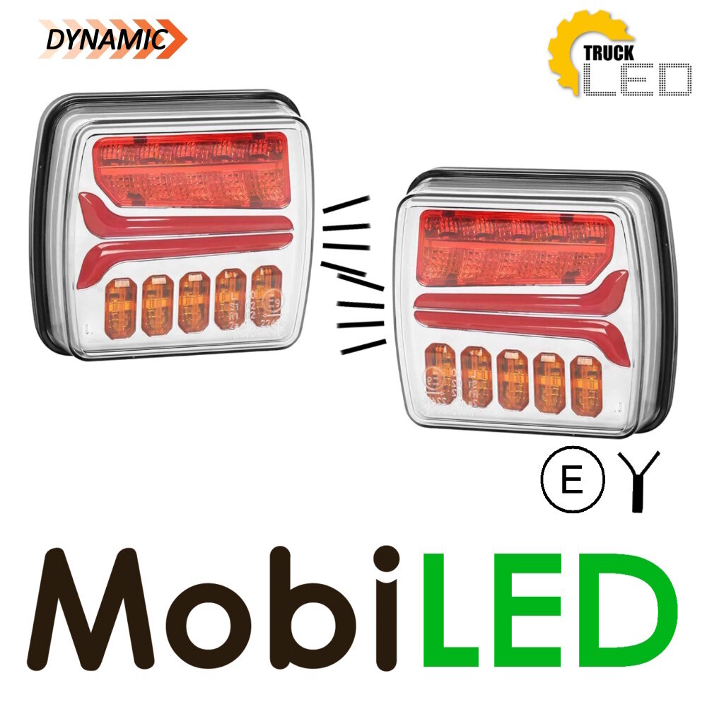 TruckLED Set dynamische achterlichten 3 functies + kentekenverlichting E-keur TruckLED Set dynamische achterlichten 3 functies + kentekenverlichting E-keur