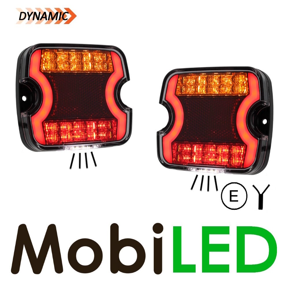 Set rear lights 3 functions + license plate light 12-24V E-mark Set rear lights 3 functions + license plate light 12-24V E-mark