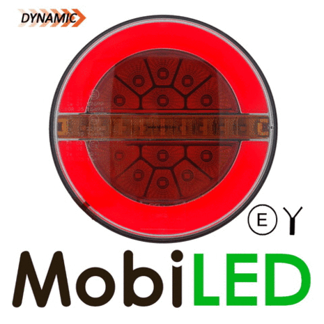 Dynamic round rear light neon look left "Hamburger" E-mark