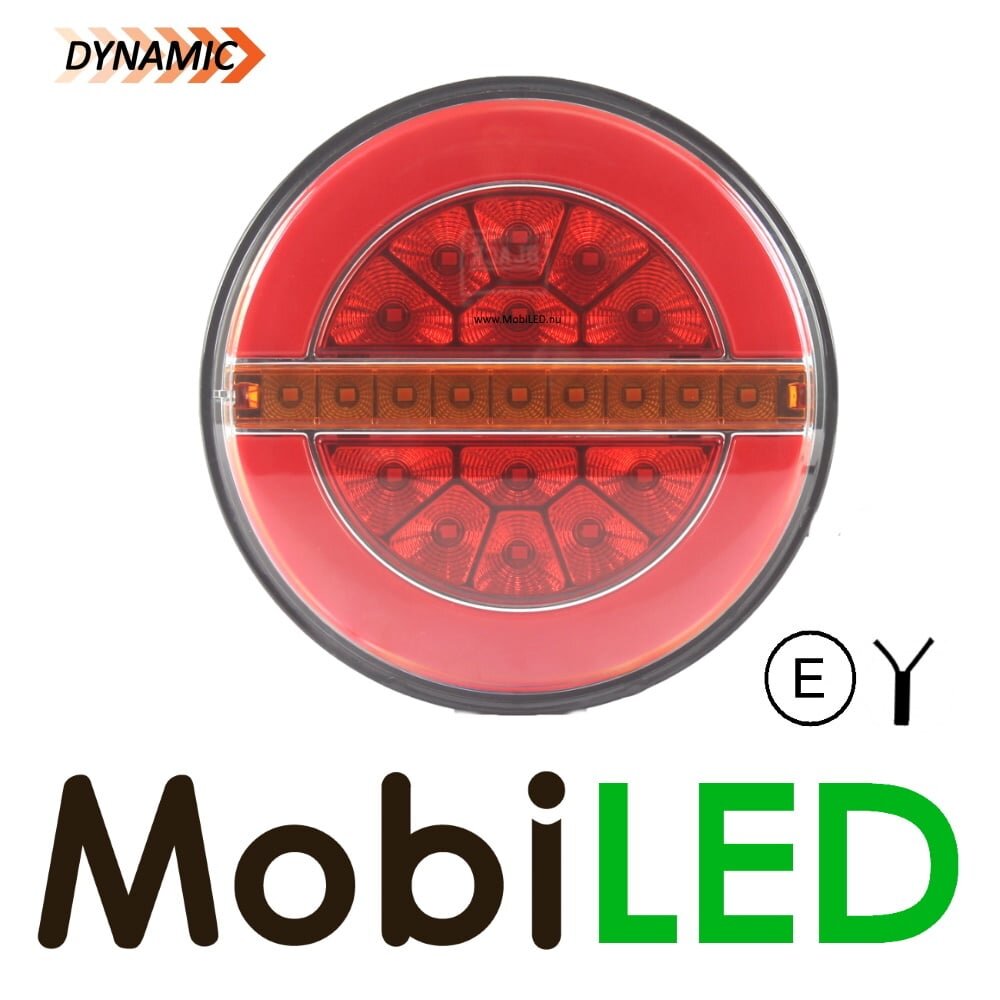 Dynamic round rear light neon look left "Hamburger" E-mark