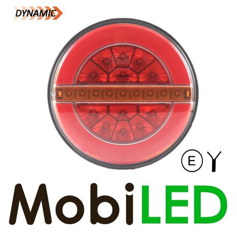 Dynamic round rear light neon look left "Hamburger" E-mark