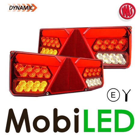 WAS Set NEON look achterlichten driehoek 5 functies E-keur WAS Set NEON look achterlichten driehoek 5 functies E-keur