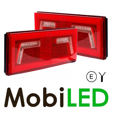 Set NEON look achterlichten rechthoek  5 functies E-keur