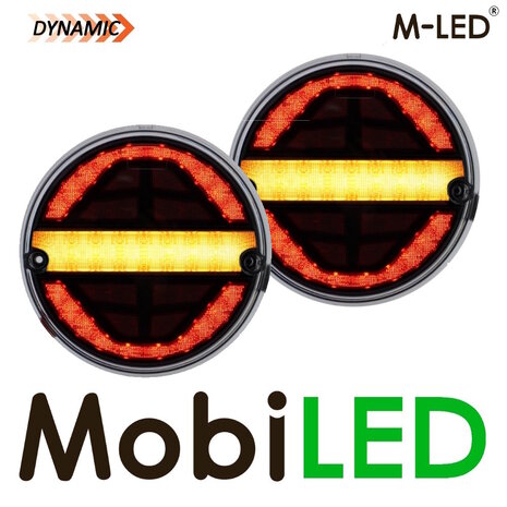M-LED M-LED Set dynamic round rear lights Hamburger E-mark
