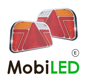 Set achterlichten aanhanger LED 5 functies en reflector NEON look Set achterlichten aanhanger LED 5 functies en reflector NEON look