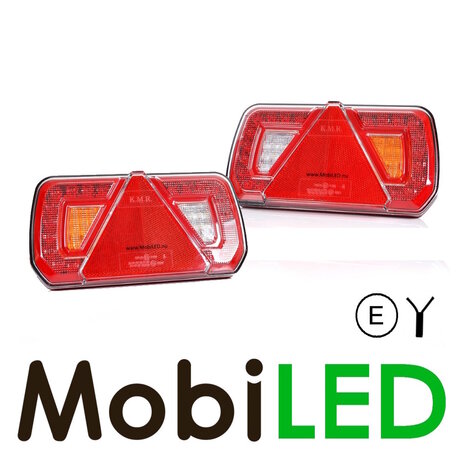 Ensemble LED Feux arrière remorque  E-marque 12-24 volts 5 fonctions