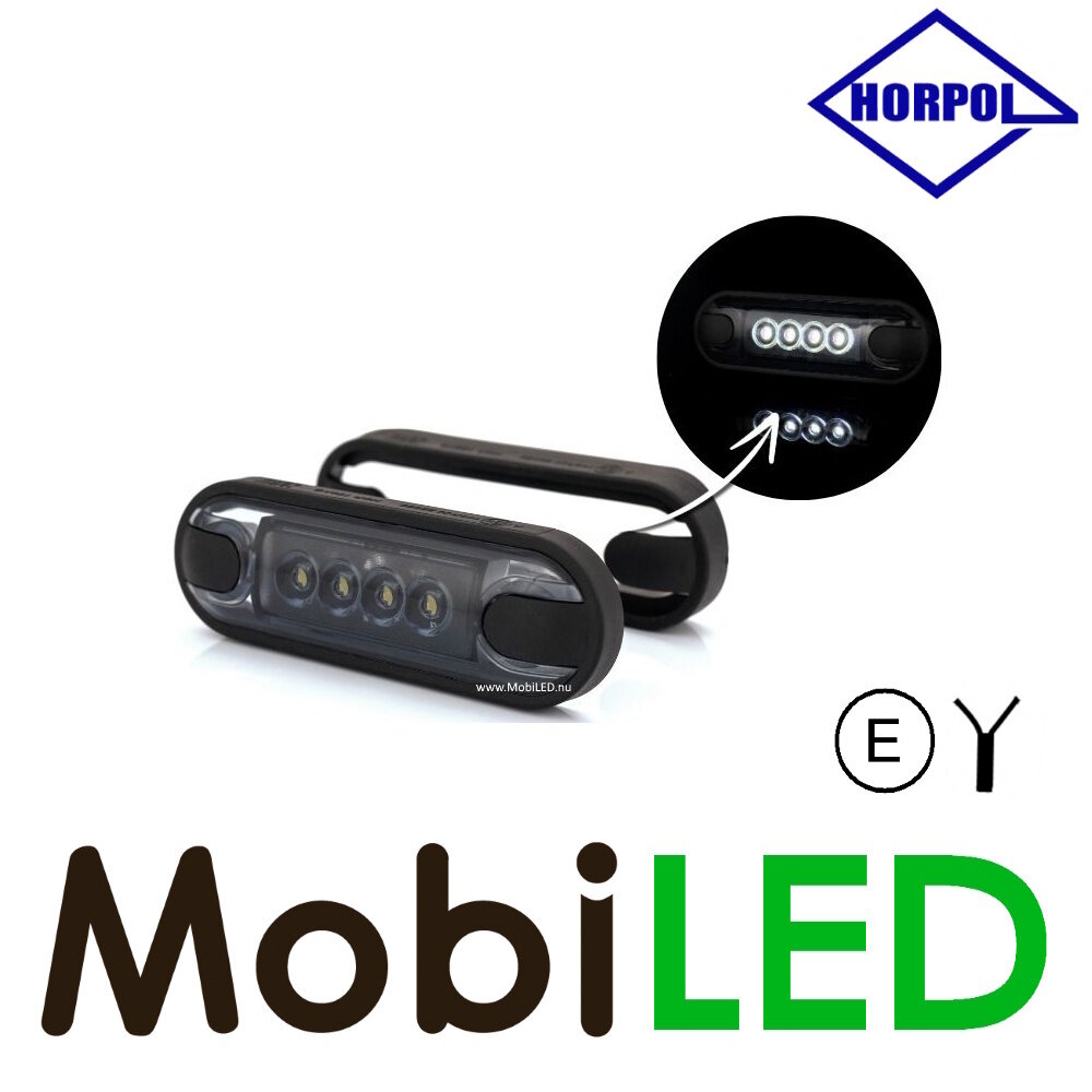 HORPOL Markering slim line 4 leds wit graphite 12-24 volt E-keur