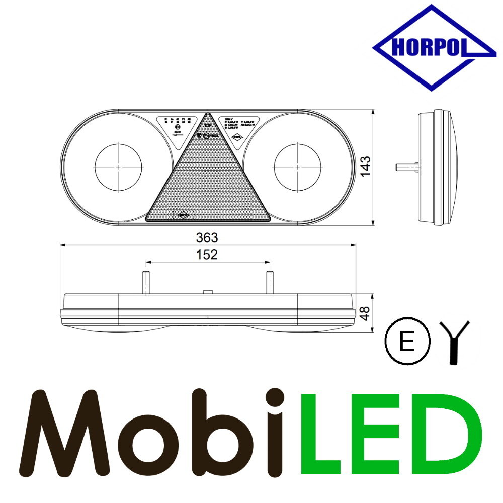 HORPOL Set Oval trailer rear lights  Stella E-mark