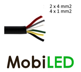 Connection cable 6 core 2x4 mm² + 4x1 mm²
