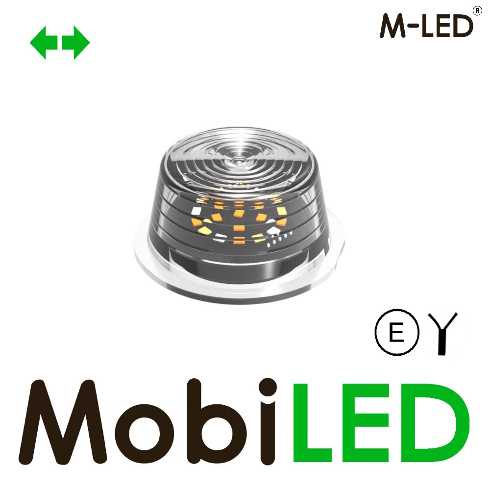 M-LED M-LED Deense lamp wit/geel/rood met richtingaanwijzer Clear Look E-keur