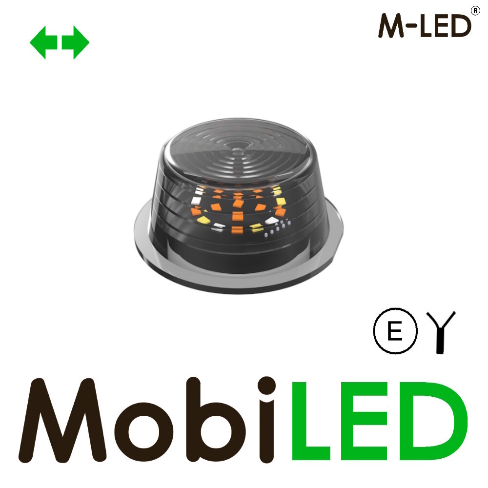 M-LED M-LED Danish-style lamp, Dark Look, with turn signal (White/Yellow/Red), E-mark