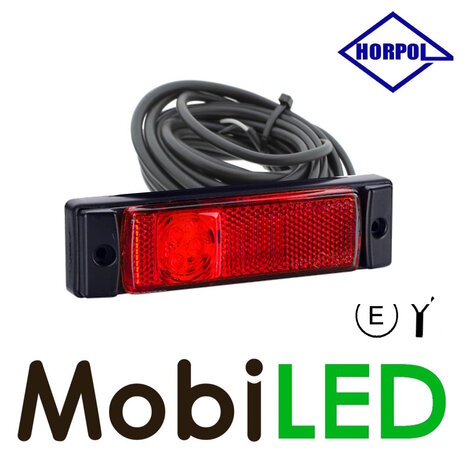 HORPOL Markeringslicht 5m kabel  met reflector Rood 12-24 volt E-keur