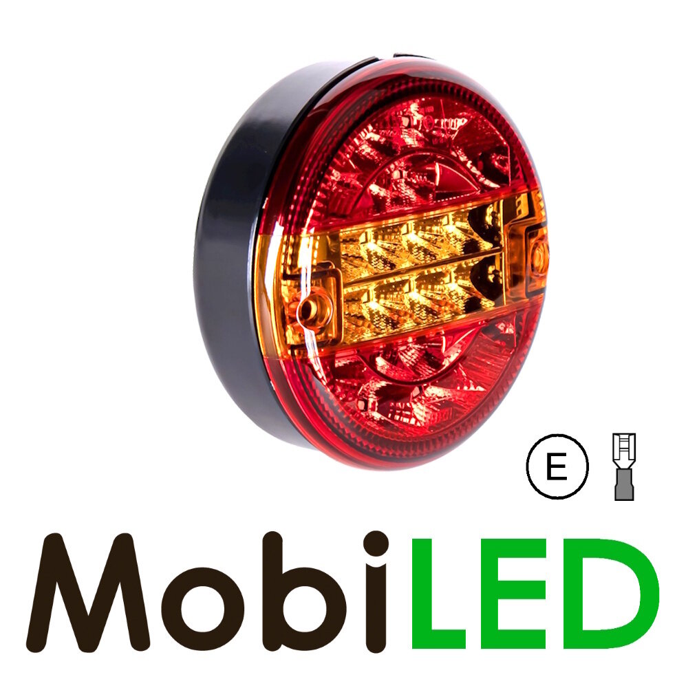 Hamburger round rear light E-mark 9-33 volts 3 functions