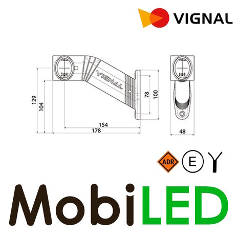 Vignal Vignal End outline marker light red/whjte/amber left 12-24V E-mark