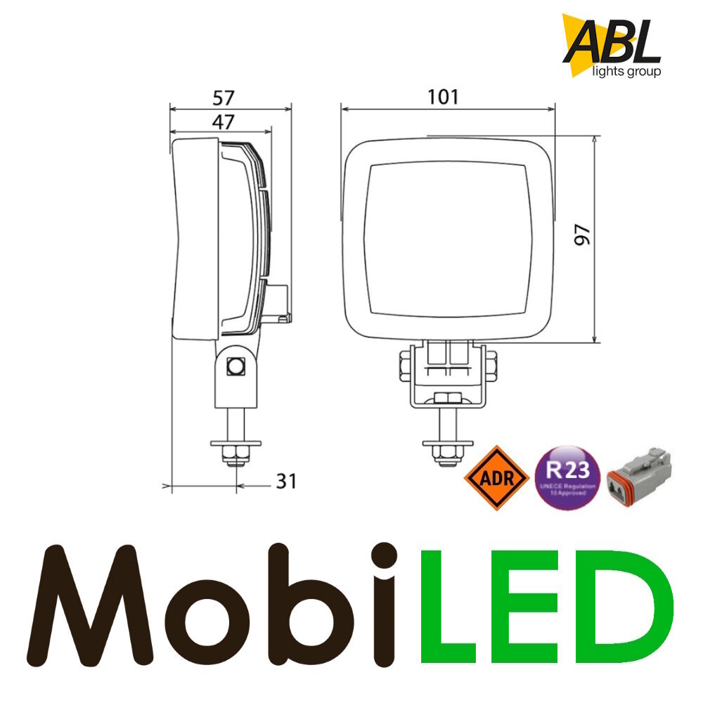 ABL ABL Compact worklight reverse light square 14W 1000 lumens ABL ABL Compact worklight reverse light square 14W 1000 lumens