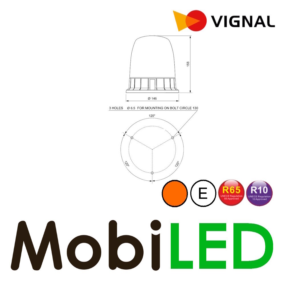 Vignal Vignal Balise rotative Taurus ambre montage fixe E-marque Vignal Vignal Balise rotative Taurus ambre montage fixe E-marque