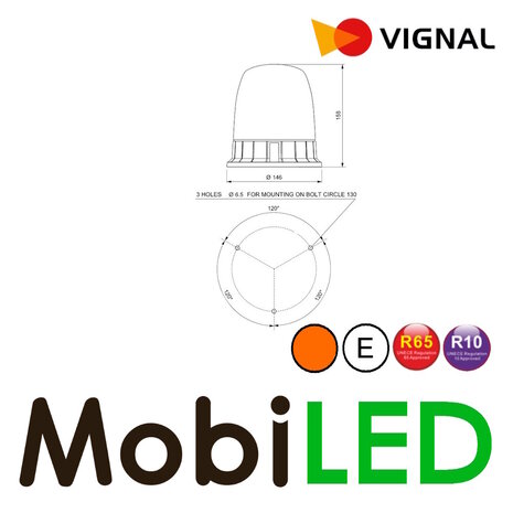 Vignal Vignal Balise rotative Taurus ambre montage fixe E-marque Vignal Vignal Balise rotative Taurus ambre montage fixe E-marque