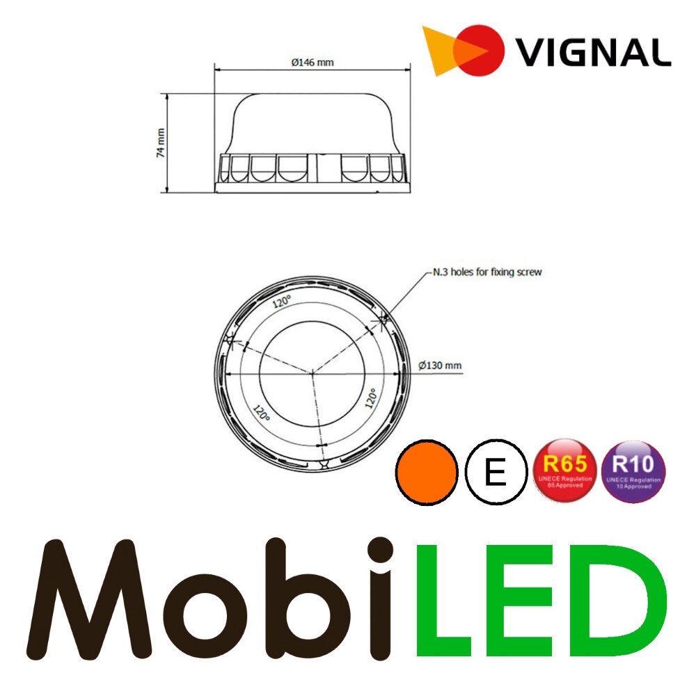 Vignal Vignal Balise rotative Pegasus lentille ambre montage fixe E-marque