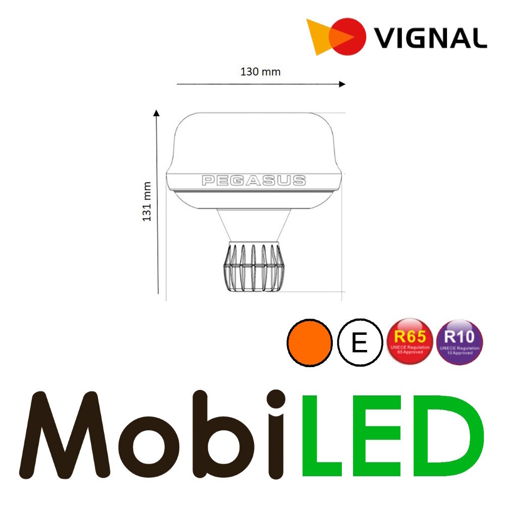 Vignal Vignal Balise rotative Pegasus lentille ambre montage din E-marque Vignal Vignal Balise rotative Pegasus lentille ambre montage din E-marque