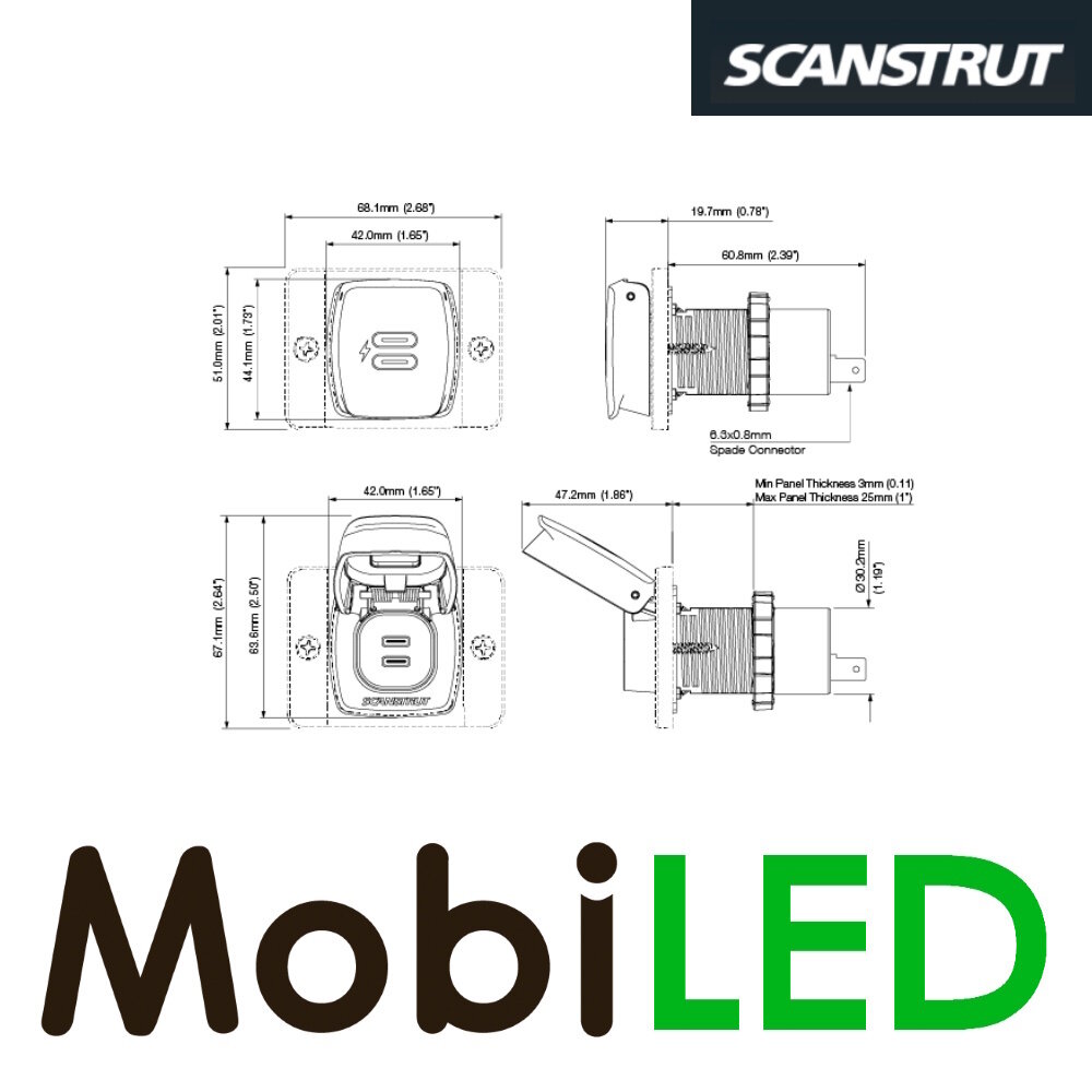 Scanstrut Chargeur rapide USB Flip Pro Plus