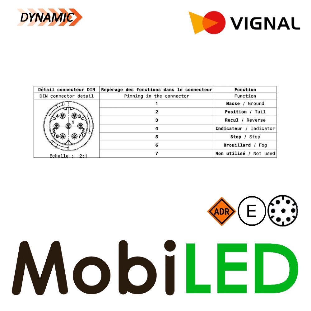 Vignal Vignal Set achterlichten 5 functies en reflector 24V 7-pin bajonet E-keur