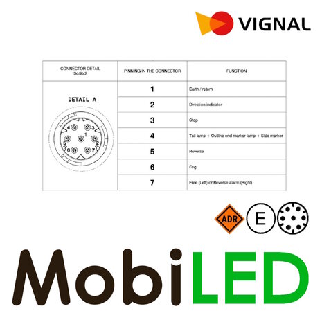 Vignal Vignal Achterlicht 5 functies en reflector 24V 7-pin bajonet rechts E-keur