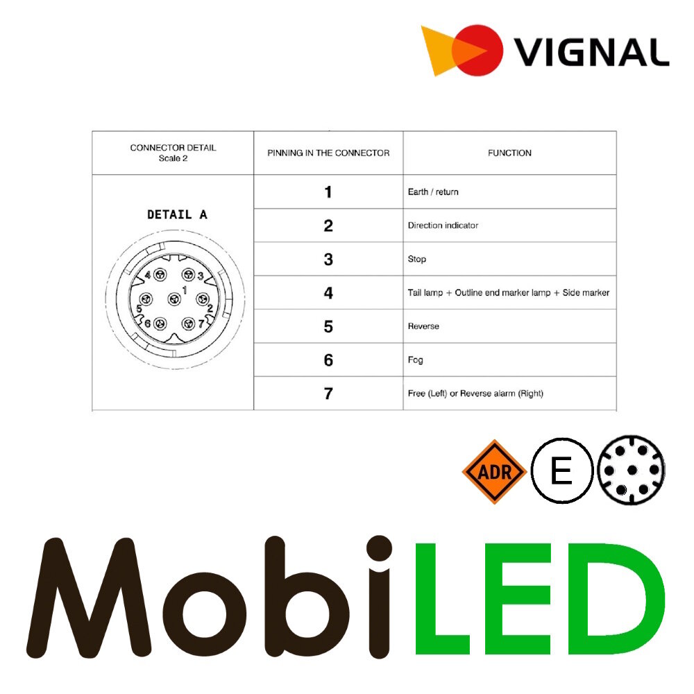 Vignal Vignal Rear light 5 functions license plate light and reflector 24V 7-pin bayonet left E-mark Vignal Vignal Rear light 5 functions license plate light and reflector 24V 7-pin bayonet left E-mark