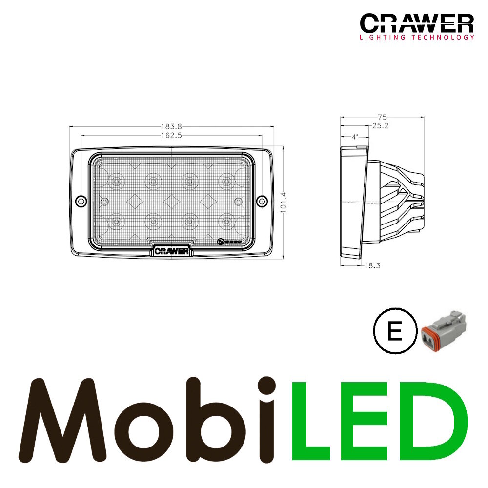 Crawer Crawer Rectangular Recessed Worklight 60W E-mark Crawer Crawer Rectangular Recessed Worklight 60W E-mark