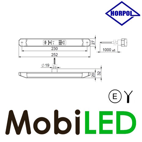 HORPOL Horpol Feu arrière Lizard 3 fonctions, câble de 5 mètres E-marque