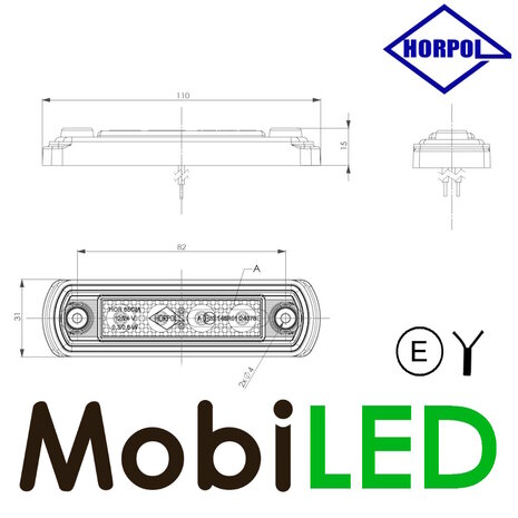 HORPOL Horpol Marking slim line 4 LEDs white graphite 12-24 volts E-mark