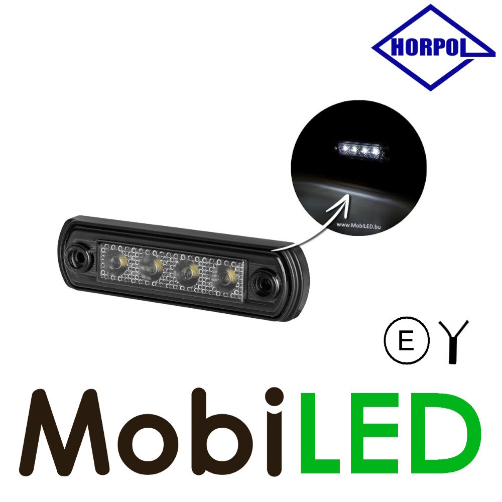 HORPOL Horpol Markering slim line 4 leds wit graphite 12-24 volt E-keur