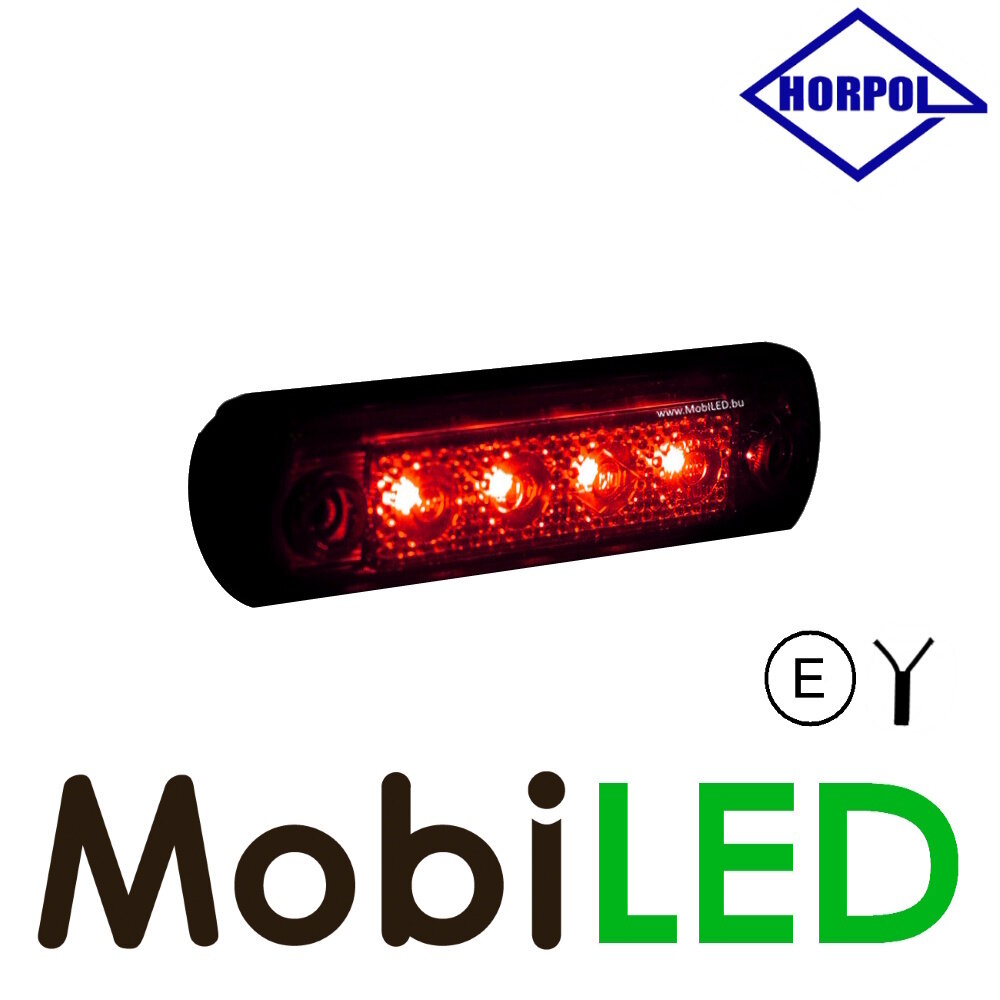 HORPOL Horpol Markering slim line 4 leds rood graphite 12-24 volt E-keur